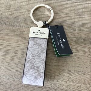 Kate Spade New York Signature Spade Flower Keyfob Keychain in Dark Beige NWT